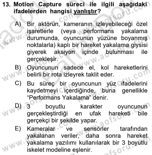 Dijital Video Kurgu Ve Efekt Dersi 2024 - 2025 Yılı (Final) Dönem Sonu Sınav Soruları 13. Soru