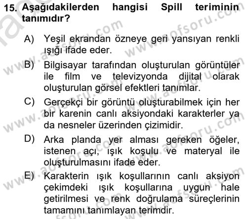 Dijital Video Kurgu Ve Efekt Dersi 2024 - 2025 Yılı Yaz Okulu Sınav Soruları 15. Soru