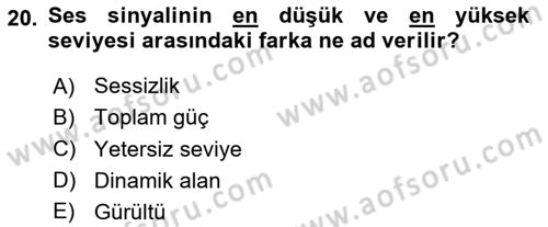 Dijital Video Kurgu Ve Efekt Dersi 2024 - 2025 Yılı Yaz Okulu Sınav Soruları 20. Soru