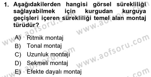 Dijital Video Kurgu Ve Efekt Dersi 2025 - 2026 Yılı (Vize) Ara Sınav Soruları 1. Soru