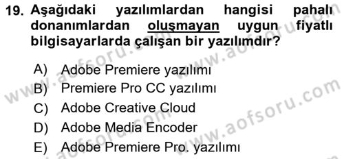 Dijital Video Kurgu Ve Efekt Dersi 2025 - 2026 Yılı (Vize) Ara Sınav Soruları 19. Soru