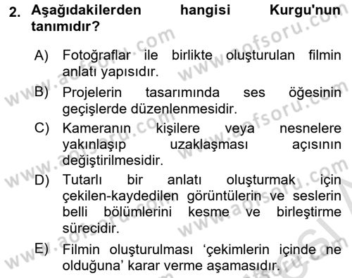 Dijital Video Kurgu Ve Efekt Dersi 2025 - 2026 Yılı (Vize) Ara Sınav Soruları 2. Soru