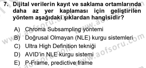 Dijital Video Kurgu Ve Efekt Dersi 2025 - 2026 Yılı (Vize) Ara Sınav Soruları 7. Soru