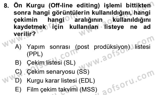 Dijital Video Kurgu Ve Efekt Dersi 2025 - 2026 Yılı (Vize) Ara Sınav Soruları 8. Soru