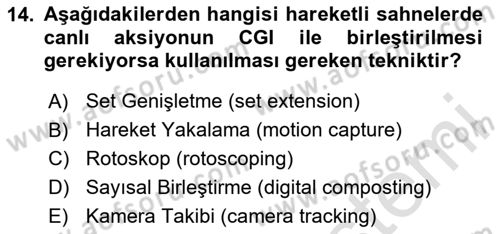 Dijital Video Kurgu Ve Efekt Dersi 2025 - 2026 Yılı (Final) Dönem Sonu Sınav Soruları 14. Soru