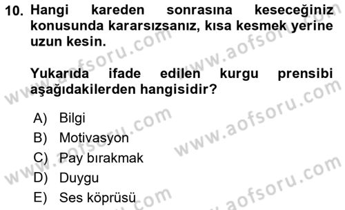Dijital Video Kurgu Ve Efekt Dersi 2025 - 2026 Yılı Yaz Okulu Sınav Soruları 10. Soru