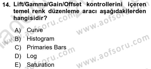 Dijital Video Kurgu Ve Efekt Dersi 2025 - 2026 Yılı Yaz Okulu Sınav Soruları 14. Soru