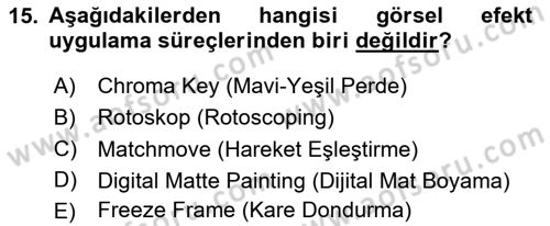 Dijital Video Kurgu Ve Efekt Dersi 2025 - 2026 Yılı Yaz Okulu Sınav Soruları 15. Soru