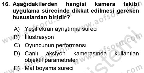 Dijital Video Kurgu Ve Efekt Dersi 2025 - 2026 Yılı Yaz Okulu Sınav Soruları 16. Soru