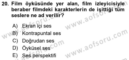 Dijital Video Kurgu Ve Efekt Dersi 2025 - 2026 Yılı Yaz Okulu Sınav Soruları 20. Soru