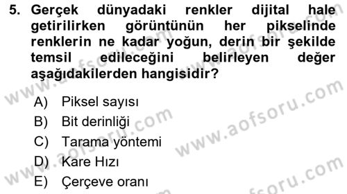 Dijital Video Kurgu Ve Efekt Dersi 2025 - 2026 Yılı Yaz Okulu Sınav Soruları 5. Soru