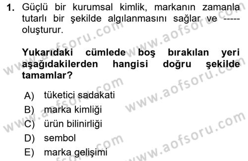 Kurumsal Kimlik Tasarımı Dersi 2023 - 2024 Yılı (Vize) Ara Sınav Soruları 1. Soru