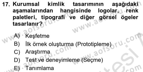 Kurumsal Kimlik Tasarımı Dersi 2023 - 2024 Yılı (Vize) Ara Sınav Soruları 17. Soru