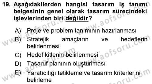 Kurumsal Kimlik Tasarımı Dersi 2023 - 2024 Yılı (Vize) Ara Sınav Soruları 19. Soru