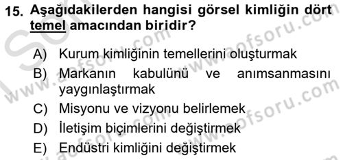 Kurumsal Kimlik Tasarımı Dersi 2023 - 2024 Yılı (Final) Dönem Sonu Sınav Soruları 15. Soru