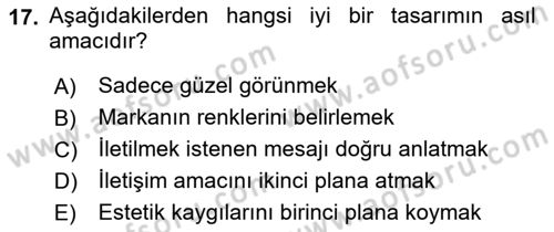 Kurumsal Kimlik Tasarımı Dersi 2023 - 2024 Yılı (Final) Dönem Sonu Sınav Soruları 17. Soru