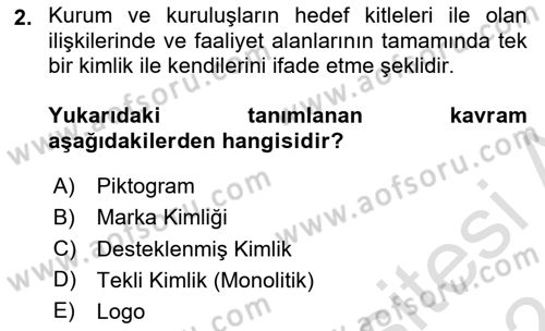 Kurumsal Kimlik Tasarımı Dersi 2023 - 2024 Yılı (Final) Dönem Sonu Sınav Soruları 2. Soru