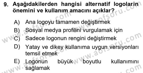 Kurumsal Kimlik Tasarımı Dersi 2023 - 2024 Yılı (Final) Dönem Sonu Sınav Soruları 9. Soru