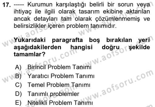 Kurumsal Kimlik Tasarımı Dersi 2024 - 2025 Yılı (Vize) Ara Sınav Soruları 17. Soru