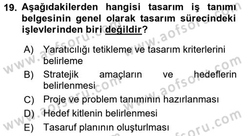 Kurumsal Kimlik Tasarımı Dersi 2024 - 2025 Yılı (Vize) Ara Sınav Soruları 19. Soru