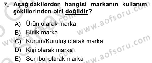 Kurumsal Kimlik Tasarımı Dersi 2024 - 2025 Yılı (Vize) Ara Sınav Soruları 7. Soru