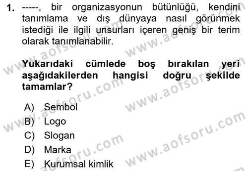 Kurumsal Kimlik Tasarımı Dersi 2024 - 2025 Yılı (Final) Dönem Sonu Sınav Soruları 1. Soru