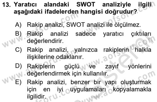 Kurumsal Kimlik Tasarımı Dersi 2024 - 2025 Yılı (Final) Dönem Sonu Sınav Soruları 13. Soru
