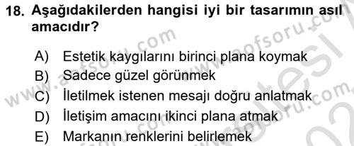 Kurumsal Kimlik Tasarımı Dersi 2024 - 2025 Yılı (Final) Dönem Sonu Sınav Soruları 18. Soru