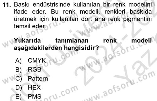 Kurumsal Kimlik Tasarımı Dersi 2024 - 2025 Yılı Yaz Okulu Sınav Soruları 11. Soru