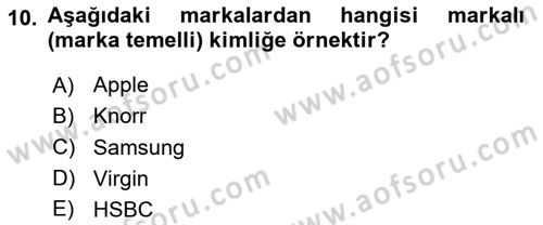Kurumsal Kimlik Tasarımı Dersi 2025 - 2026 Yılı (Vize) Ara Sınav Soruları 10. Soru