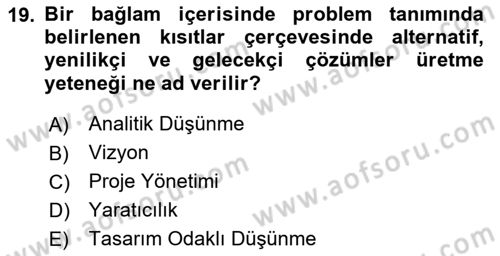 Kurumsal Kimlik Tasarımı Dersi 2025 - 2026 Yılı (Vize) Ara Sınav Soruları 19. Soru