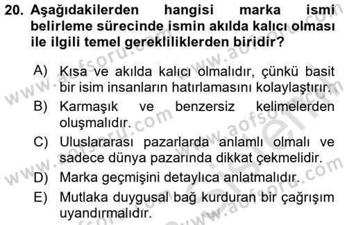 Kurumsal Kimlik Tasarımı Dersi 2025 - 2026 Yılı (Final) Dönem Sonu Sınav Soruları 20. Soru