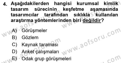 Kurumsal Kimlik Tasarımı Dersi 2025 - 2026 Yılı (Final) Dönem Sonu Sınav Soruları 4. Soru
