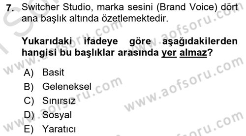 Kurumsal Kimlik Tasarımı Dersi 2025 - 2026 Yılı (Final) Dönem Sonu Sınav Soruları 7. Soru
