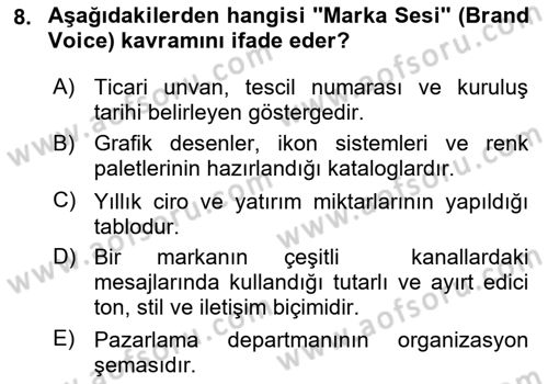 Kurumsal Kimlik Tasarımı Dersi 2025 - 2026 Yılı (Final) Dönem Sonu Sınav Soruları 8. Soru