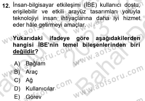 Dijital Medya Ve Arayüz Tasarımı Dersi 2023 - 2024 Yılı (Vize) Ara Sınav Soruları 12. Soru