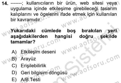 Dijital Medya Ve Arayüz Tasarımı Dersi 2023 - 2024 Yılı (Vize) Ara Sınav Soruları 14. Soru