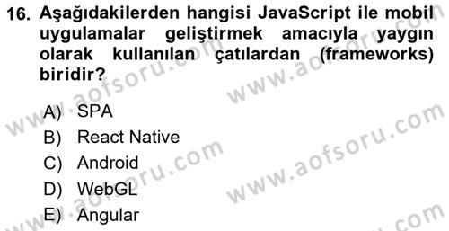Dijital Medya Ve Arayüz Tasarımı Dersi 2023 - 2024 Yılı (Vize) Ara Sınav Soruları 16. Soru