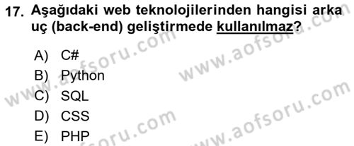 Dijital Medya Ve Arayüz Tasarımı Dersi 2023 - 2024 Yılı (Vize) Ara Sınav Soruları 17. Soru