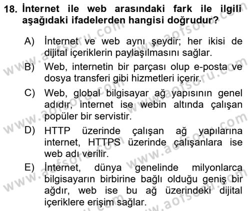 Dijital Medya Ve Arayüz Tasarımı Dersi 2023 - 2024 Yılı (Vize) Ara Sınav Soruları 18. Soru