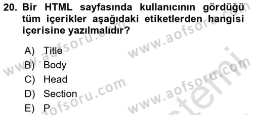 Dijital Medya Ve Arayüz Tasarımı Dersi 2023 - 2024 Yılı (Vize) Ara Sınav Soruları 20. Soru