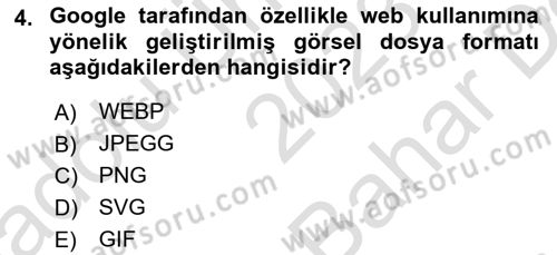 Dijital Medya Ve Arayüz Tasarımı Dersi 2023 - 2024 Yılı (Vize) Ara Sınav Soruları 4. Soru