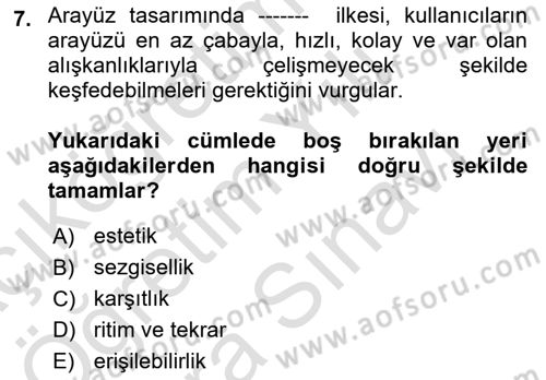 Dijital Medya Ve Arayüz Tasarımı Dersi 2023 - 2024 Yılı (Vize) Ara Sınav Soruları 7. Soru