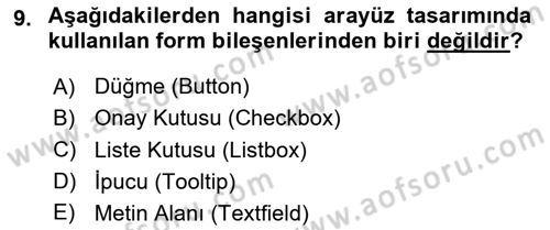 Dijital Medya Ve Arayüz Tasarımı Dersi 2023 - 2024 Yılı (Vize) Ara Sınav Soruları 9. Soru