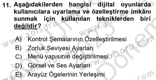 Dijital Medya Ve Arayüz Tasarımı Dersi 2023 - 2024 Yılı (Final) Dönem Sonu Sınav Soruları 11. Soru