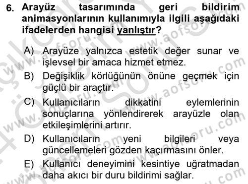 Dijital Medya Ve Arayüz Tasarımı Dersi 2023 - 2024 Yılı (Final) Dönem Sonu Sınav Soruları 6. Soru