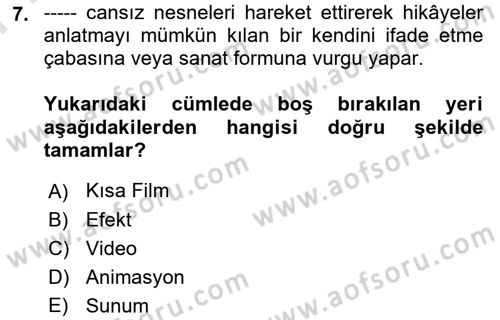 Dijital Medya Ve Arayüz Tasarımı Dersi 2023 - 2024 Yılı (Final) Dönem Sonu Sınav Soruları 7. Soru