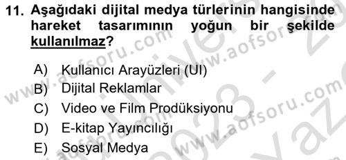 Dijital Medya Ve Arayüz Tasarımı Dersi 2023 - 2024 Yılı Yaz Okulu Sınav Soruları 11. Soru