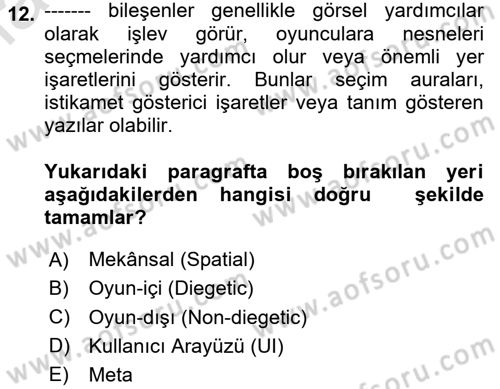 Dijital Medya Ve Arayüz Tasarımı Dersi 2023 - 2024 Yılı Yaz Okulu Sınav Soruları 12. Soru