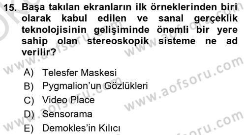 Dijital Medya Ve Arayüz Tasarımı Dersi 2023 - 2024 Yılı Yaz Okulu Sınav Soruları 15. Soru